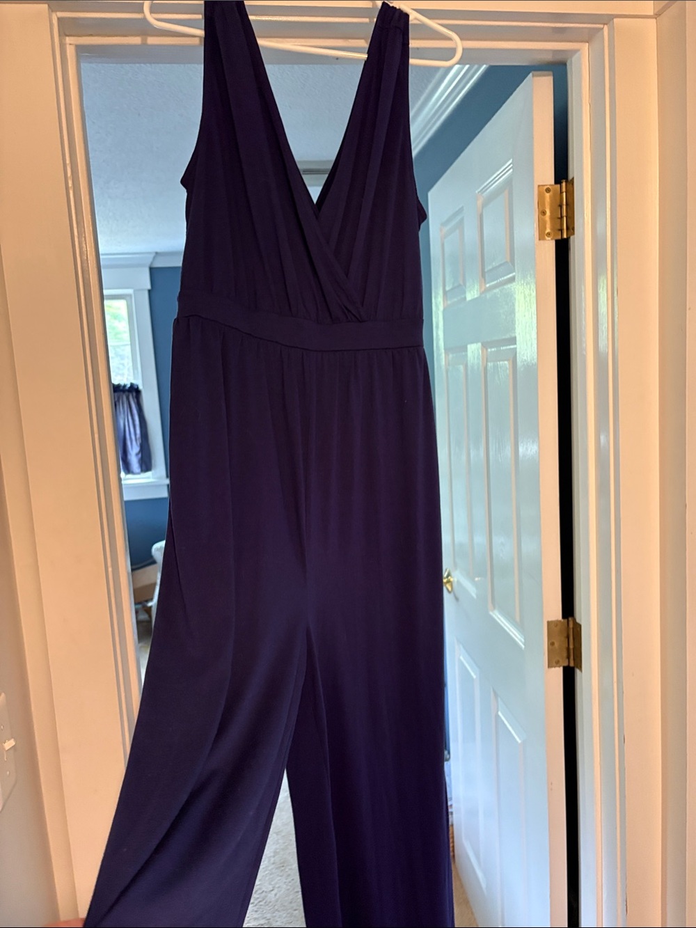 Sleeveless Deep Blue V-Neck Jumpsuit with Defined Waist